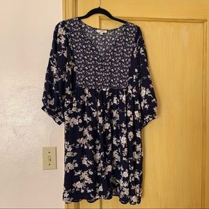 Umgee mixed floral boho mini dress or tunic blue size medium